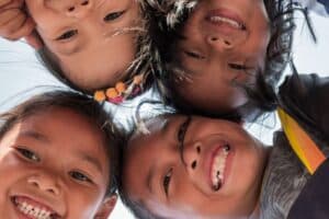 happy kids in circle